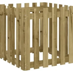 Krukker & Plantebeholdere^Plantekasse med stakitdesign - Imprægneret fyrretræ | Størrelse: 60x60x60 cm