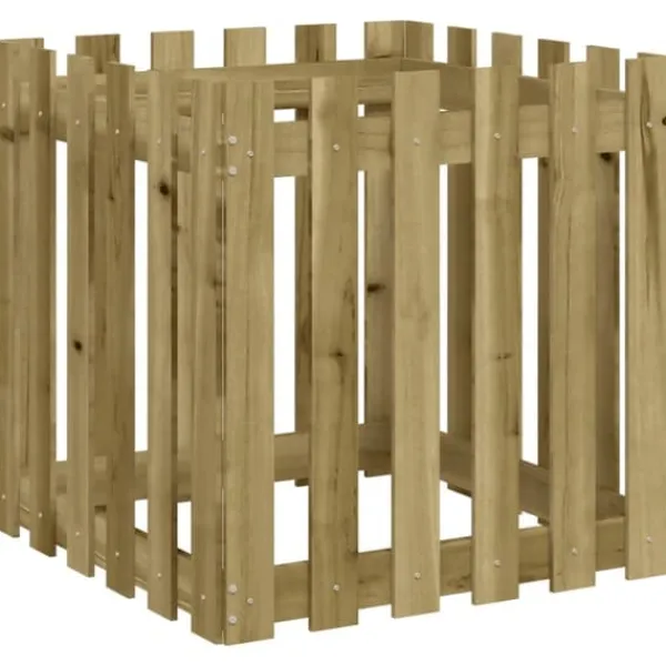 Krukker & Plantebeholdere^Plantekasse med stakitdesign - Imprægneret fyrretræ | Størrelse: 60x60x60 cm