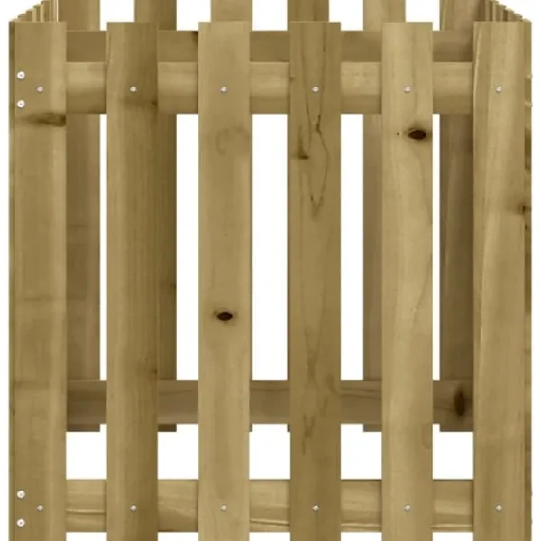 Krukker & Plantebeholdere^Plantekasse med stakitdesign - Imprægneret fyrretræ | Størrelse: 60x60x60 cm