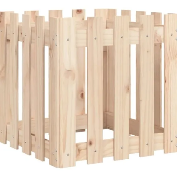 Plantekasse med stakitdesign i massivt fyrretræ | Størrelse: 50x50x50 cm Krukker & Plantebeholdere