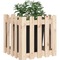 Plantekasse med stakitdesign i massivt fyrretræ | Størrelse: 50x50x50 cm Krukker & Plantebeholdere