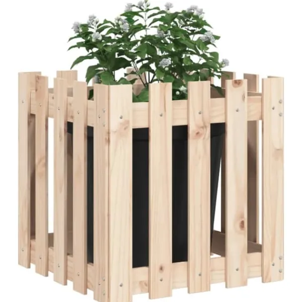 Plantekasse med stakitdesign i massivt fyrretræ | Størrelse: 50x50x50 cm Krukker & Plantebeholdere