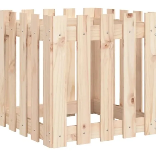 Plantekasse med stakitdesign i massivt fyrretræ | Størrelse: 50x50x50 cm Krukker & Plantebeholdere