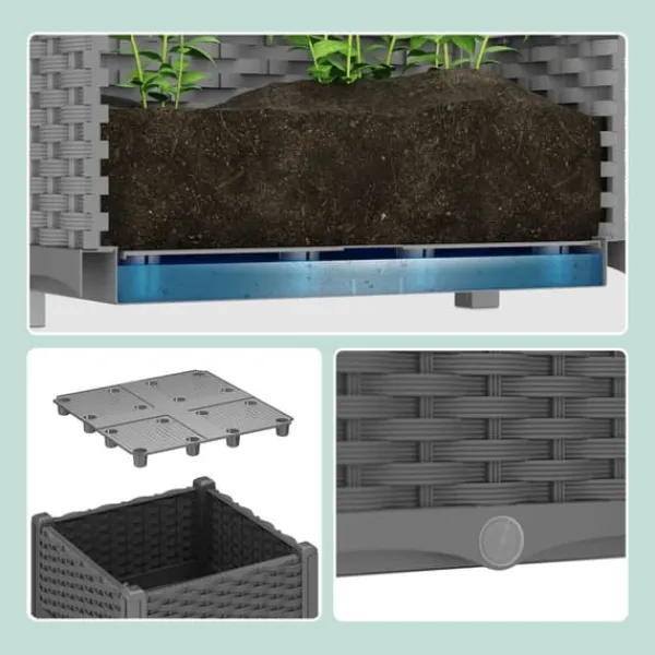 Sale Plantekasse, Rattan-look, 23x40x40 cm Krukker & Plantebeholdere