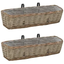 Hot Plantekasse til balkonen 2 stk. Kurveflet med PE-foring 60 cm - Balkonplantekasse - Balkonplantekasser - Home & Living Krukker & Plantebeholdere