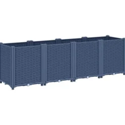 Krukker & Plantebeholdere^Plantekasse til klatreplanter - Slidstærk PP i rattanlook | Størrelse: 160x40x53 cm | Farve: Blågrå