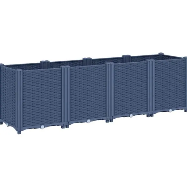 Krukker & Plantebeholdere^Plantekasse til klatreplanter - Slidstærk PP i rattanlook | Størrelse: 160x40x53 cm | Farve: Blågrå