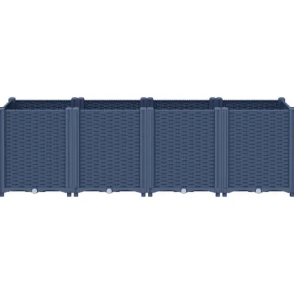 Krukker & Plantebeholdere^Plantekasse til klatreplanter - Slidstærk PP i rattanlook | Størrelse: 160x40x53 cm | Farve: Blågrå