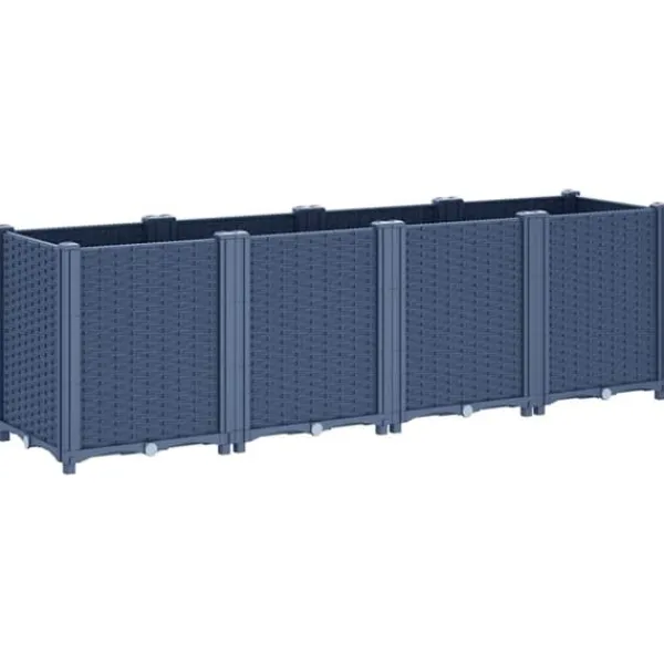 Krukker & Plantebeholdere^Plantekasse til klatreplanter - Slidstærk PP i rattanlook | Størrelse: 160x40x53 cm | Farve: Blågrå