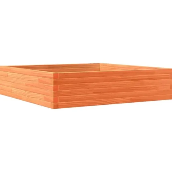 New Plantekasse 100x100 cm - Massivt fyrretræ | Farve: Gyldenbrun | Størrelse: 100x100x23 cm Plantningsbænke