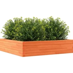 New Plantekasse 100x100 cm - Massivt fyrretræ | Farve: Gyldenbrun | Størrelse: 100x100x23 cm Plantningsbænke
