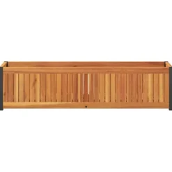 Best Plantekasse 110x30x27,5 cm i massivt akacietræ og stål | Farve: Natural | Størrelse: 110x30x27,5 cm Krukker & Plantebeholdere