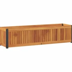 Best Plantekasse 110x30x27,5 cm i massivt akacietræ og stål | Farve: Natural | Størrelse: 110x30x27,5 cm Krukker & Plantebeholdere