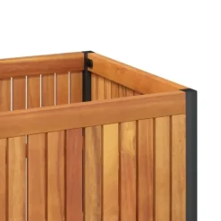 Best Plantekasse 110x30x27,5 cm i massivt akacietræ og stål | Farve: Natural | Størrelse: 110x30x27,5 cm Krukker & Plantebeholdere