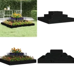 Online Plantekasse 80x80x27 cm massivt fyrretræ sort - Plantekasse - Plantekasser - Home & Living Plantningsbænke