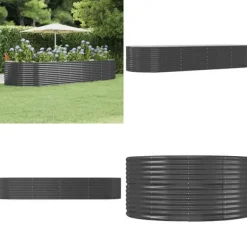 Krukker & Plantebeholdere^Plantekasse 367x140x68 cm pulverlakeret stål antracitgrå - Plantekasse - Plantekasser - Home & Living