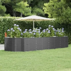 Krukker & Plantebeholdere^Plantekasse 367x140x68 cm pulverlakeret stål antracitgrå - Plantekasse - Plantekasser - Home & Living