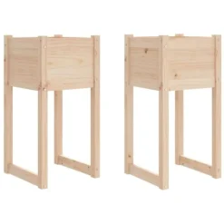 New Plantekasser 2 stk. i massivt fyrretræ - Dekorative og robuste | Størrelse: 40x40x81 cm Plantningsbænke