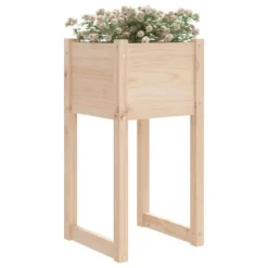 New Plantekasser 2 stk. i massivt fyrretræ - Dekorative og robuste | Størrelse: 40x40x81 cm Plantningsbænke