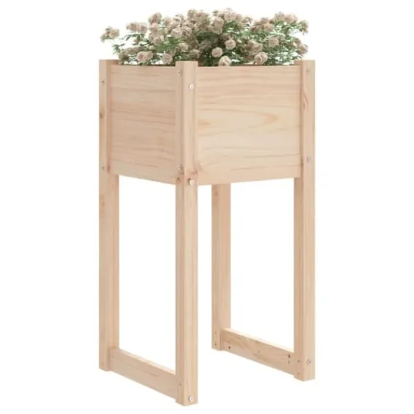 New Plantekasser 2 stk. i massivt fyrretræ - Dekorative og robuste | Størrelse: 40x40x81 cm Plantningsbænke
