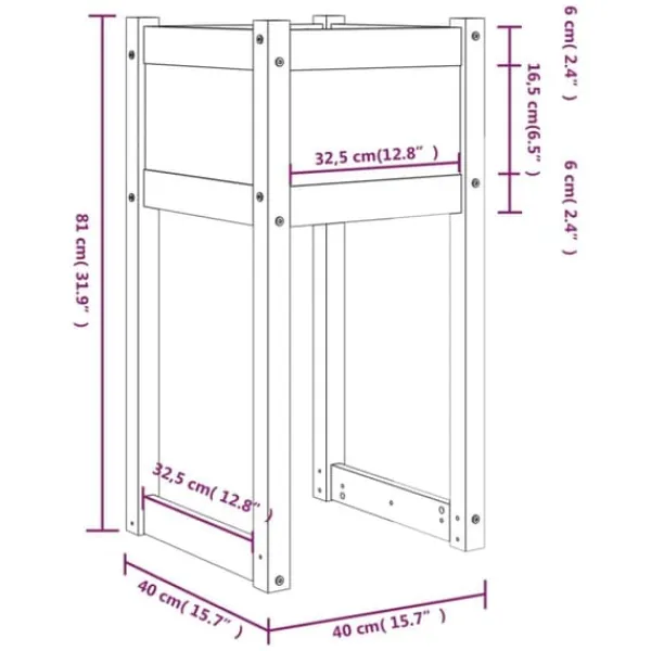 New Plantekasser 2 stk. i massivt fyrretræ - Dekorative og robuste | Størrelse: 40x40x81 cm Plantningsbænke