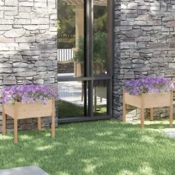 Outlet Plantekasser 2 stk. 70x70x70 cm - Massivt fyrretræ | Farve: Natur | Størrelse: 70x70x70 cm Plantningsbænke