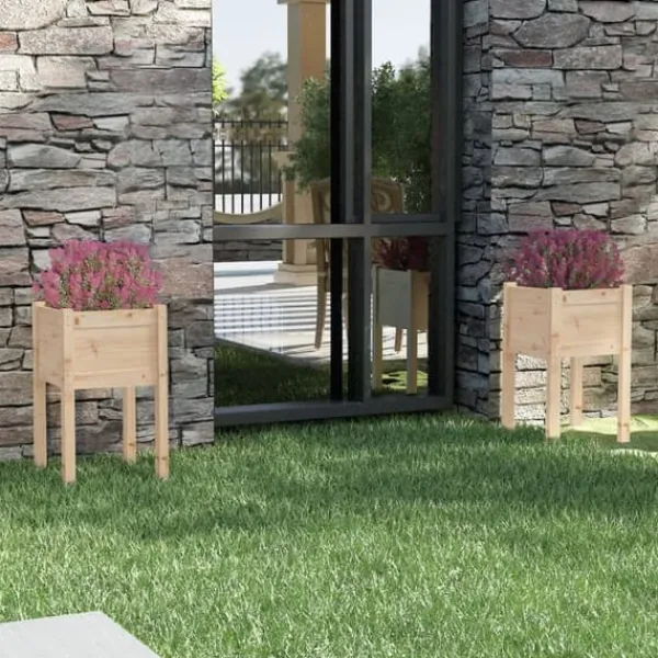 Hot Plantekasser i massivt fyrretræ - 2 stk. | Størrelse: 40x40x70 cm Plantningsbænke
