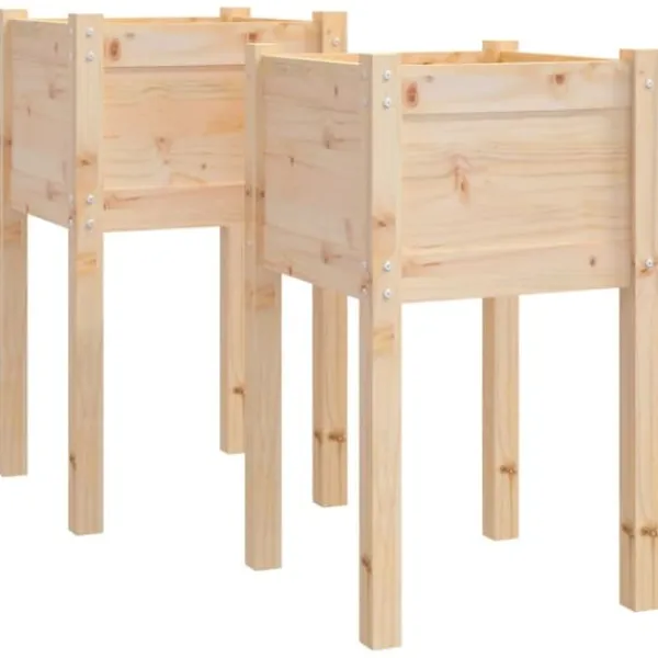 Hot Plantekasser i massivt fyrretræ - 2 stk. | Størrelse: 40x40x70 cm Plantningsbænke