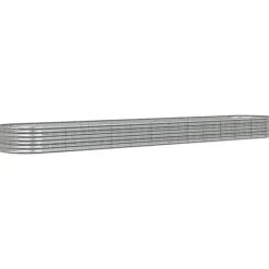Plantningsbænke^Plantekrukke i galvaniseret stål - Højbed til haven | Størrelse: 512x80x36 cm | Farve: Sølv