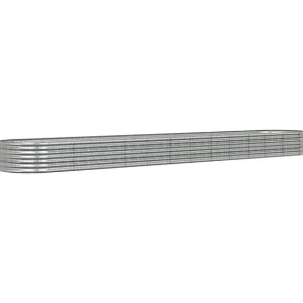 Plantningsbænke^Plantekrukke i galvaniseret stål - Højbed til haven | Størrelse: 512x80x36 cm | Farve: Sølv