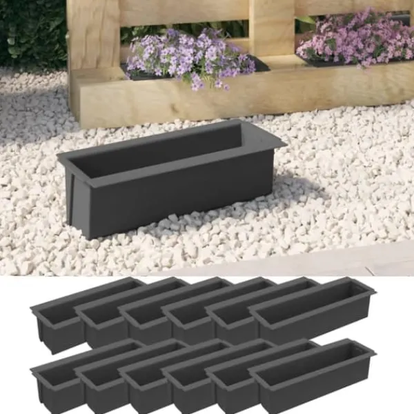 Clearance Plantekrukker - Living blomsterkasser til Euro-paller 12 stk. 36x13,5x9,5 cm PP grå Krukker & Plantebeholdere