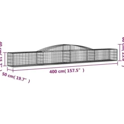 Sale Plantekrukker - Living buede gabionkurve 3 stk. 400x50x40/60 cm galvaniseret jern Krukker & Plantebeholdere