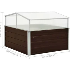 Drivhus^Plantekrukker - Living drivhus 100 x 100 x 85 cm galvaniseret stål brun