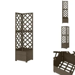 Buer, Spalier, Lysthuse Uden Tag^Plantekrukker - Living espalier med plantekasse til hjørne 40x40x150 cm grantræ grå