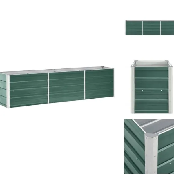 Krukker & Plantebeholdere^Plantekrukker - Living forhøjet plantekasse 240x40x45 cm galvaniseret stål grøn