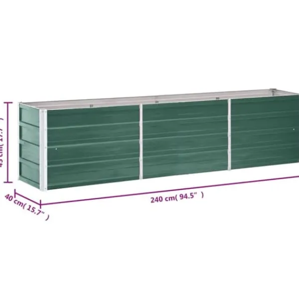 Krukker & Plantebeholdere^Plantekrukker - Living forhøjet plantekasse 240x40x45 cm galvaniseret stål grøn