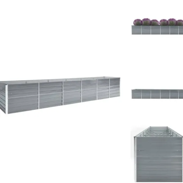 Discount Plantekrukker - Living forhøjet plantekasse 480x80x77 cm galvaniseret stål grå Krukker & Plantebeholdere
