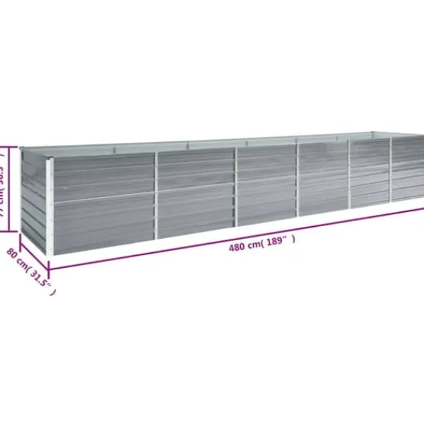 Discount Plantekrukker - Living forhøjet plantekasse 480x80x77 cm galvaniseret stål grå Krukker & Plantebeholdere