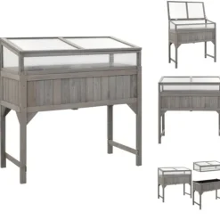 Clearance Plantekrukker - Living højbed med drivhus 110x54x120 cm massivt grantræ Drivhus