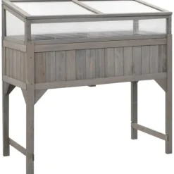 Clearance Plantekrukker - Living højbed med drivhus 110x54x120 cm massivt grantræ Drivhus