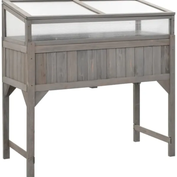 Clearance Plantekrukker - Living højbed med drivhus 110x54x120 cm massivt grantræ Drivhus