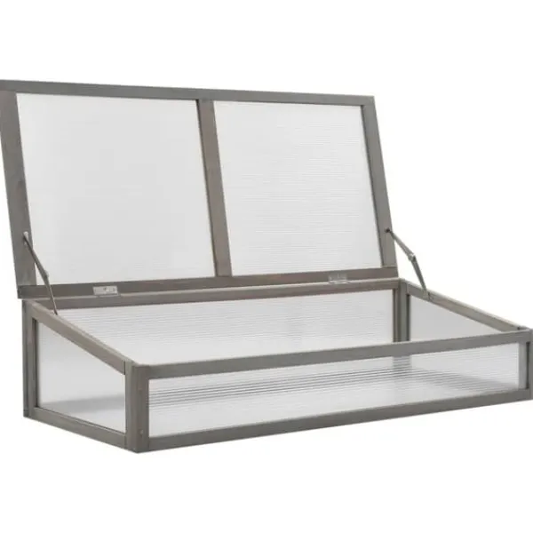 Clearance Plantekrukker - Living højbed med drivhus 110x54x120 cm massivt grantræ Drivhus