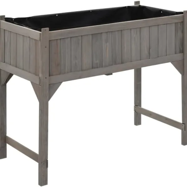 Clearance Plantekrukker - Living højbed med drivhus 110x54x120 cm massivt grantræ Drivhus