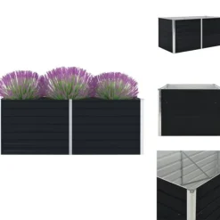 New Plantekrukker - Living hævet blomsterbed 160 x 80 x 45 cm galvaniseret stål antracit Krukker & Plantebeholdere