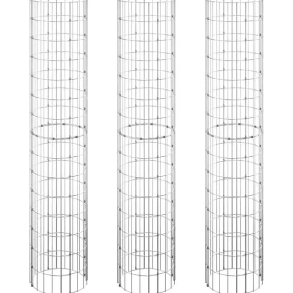 Krukker & Plantebeholdere^Plantekrukker - Living rundt gabion-havebede 3 stk. Ø30x150 cm galvaniseret stål