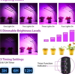 New Plantelampe/plantebelysning med 4 fleksible LED-lysstofrør 2-pack Kit Til Plante- & Urtedyrkning