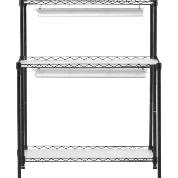 Plantestativer^Planteopsats, 6 niveauer, 75x35x180 cm, Sort, Metal, Justerbar