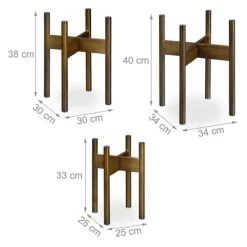 Best Planteopsats sæt, 33x25x25 cm, 38x30x30 cm, 40x34x34 cm, Brun Plantestativer