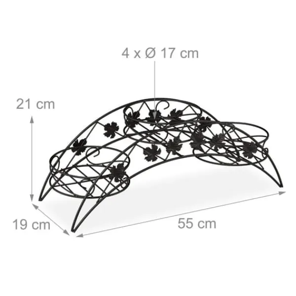Plantestativer^Planteopsats, 69x70x60 cm, Sort, Metal