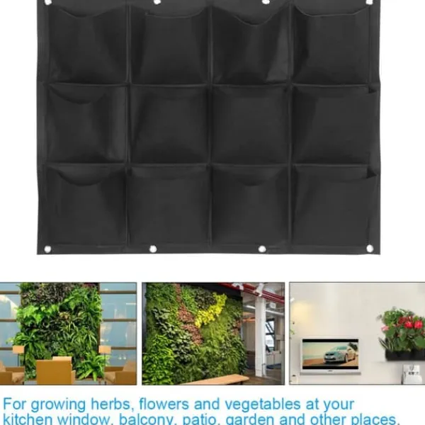 Krukker & Plantebeholdere^Plantepose Have Balkon Væg Vertikale Blomsterplanter Hængende Planter Sort Farve 12 Lommer
